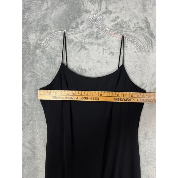 Vintage 90s Y2K Black Maxi Dress 14 Whimsigoth Spaghetti Straps Slit Witchy - Picture 12 of 16